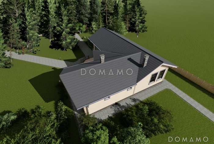 Проект одноэтажной бани с бильярдной и кухней-столовой Проект одноэтажной бани с бильярдной и кухней-столовой