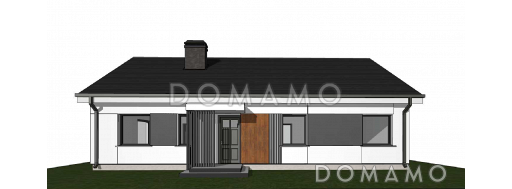 Проект комфортного одноэтажного дома из кирпича с четырьмя спальнями / Фасад 1