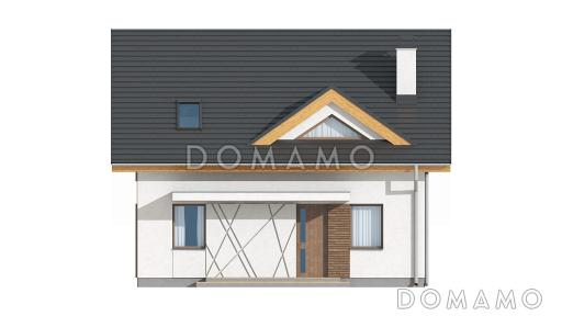 Проект небольшого одноэтажного дома из кирпича с тремя спальнями на мансардном этаже и балконом / Фасад 4