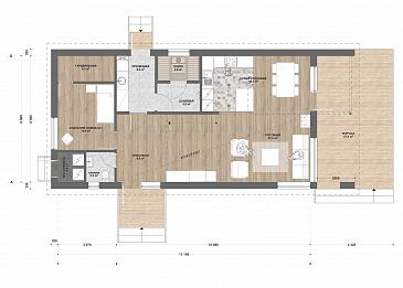 М-153 одноэтажный с мансардой / План 1 этажа