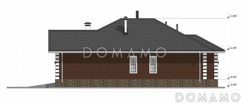 Проект одноэтажного дома с гаражом и отдельно стоящей баней S-257 / Фасад 3