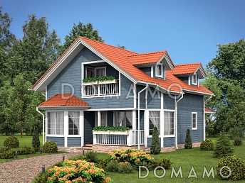 Проект двухэтажного каркасного дома с эркерами