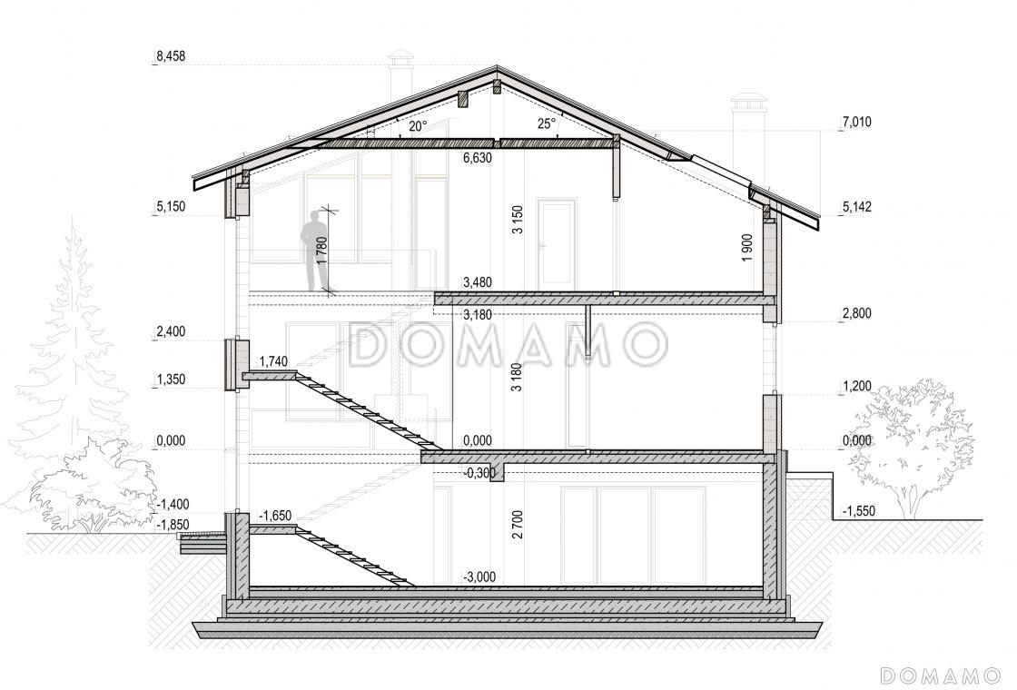 Проект загородного дома в стиле шале с верандой, балконом, сауной, бильярдной / 3
