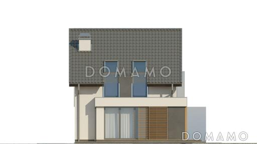 Проект компактного одноэтажного мансардного дома из газобетона с просторной светлой гостиной / Фасад 3