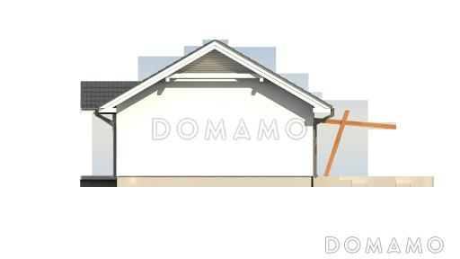 Проект простого компактного одноэтажного дома из газобетона с открытой террасой  / Фасад 2