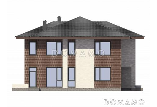 Проект двухэтажного дома из газобетона / Фасад 4