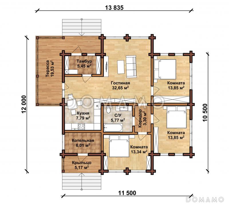 ТУРИН 130 / План 1 этажа