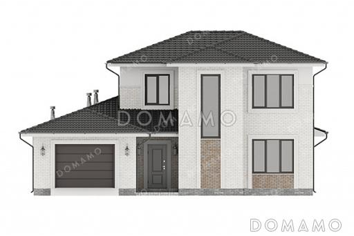 Проект дома с гаражом на две машины, сауной и тремя спальнями / Фасад 3