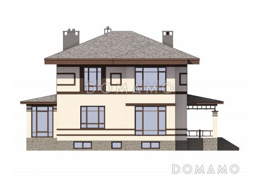 Проект дома из газобетона с цокольным этажом / Фасад 4