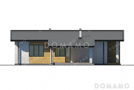 Проект одноэтажного дома с просторной гостиной и террасой / Фасад 4