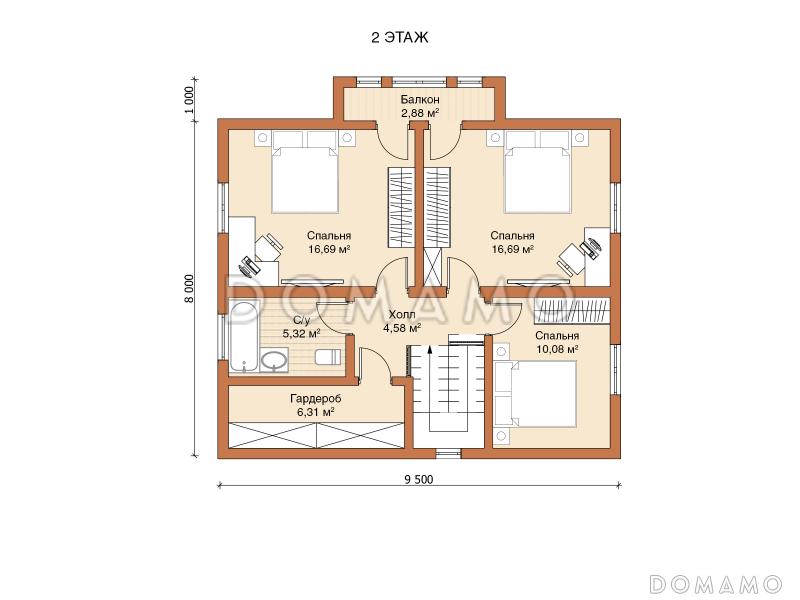 Каркасный дом "Лагуна" / План 2 этажа