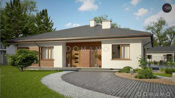 Проект одноэтажного дома из кирпича с тремя спальнями и кабинетом