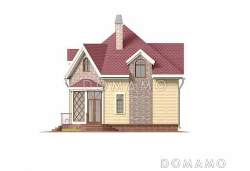 Проект необычного дома с крыльцом на углу / Фасад 2