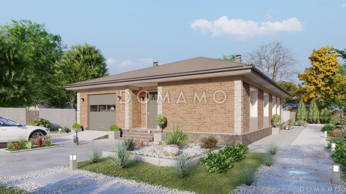 Проект дома с мастер-спальней, крытой террасой и встроенным гаражом / 6