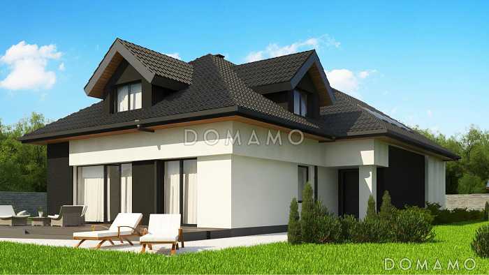 Проект дома с гаражом, постирочной, слуховыми и мансардными окнами в мансарде Проект дома с гаражом, постирочной, слуховыми и мансардными окнами в мансарде