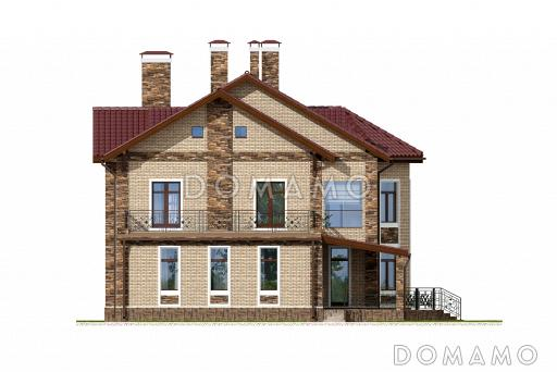 Проект дома из пеноблоков с бильярдной и небольшой сауной / Фасад 3