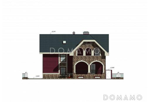 Проект двухэтажного дома с подвалом, гаражом и террасой / Фасад 2