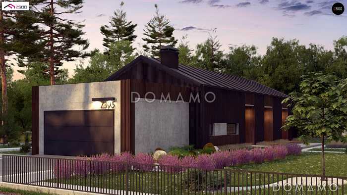 Проект комфортного одноэтажного дома из кирпича с четырьмя спальнями и гаражом на два автомобиля Проект комфортного одноэтажного дома из кирпича с четырьмя спальнями и гаражом на два автомобиля