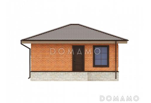 Проект бани из газобетона с четырехскатной крышей / Фасад 2