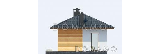 Проект одноэтажного дома из SIP панелей с большими окнами в гостиной / Фасад 2