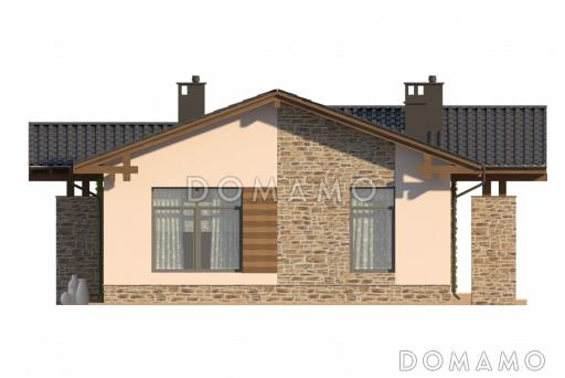 Проект небольшого одноэтажного дома из СИП панелей с гардеробной и приватной террасой / Фасад 1