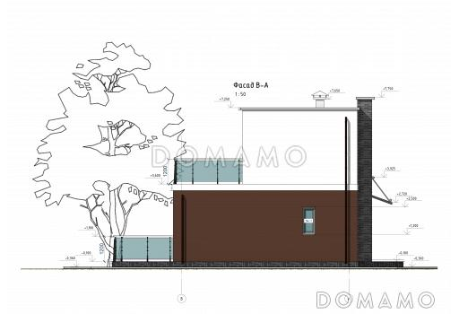 Проект компактного дома с тремя спальнями и открытыми террасами на обоих этажах / Фасад 4