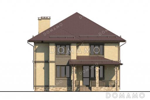 Проект двухэтажного дома с террасой, 3 спальнями и кабинетом / Фасад 3