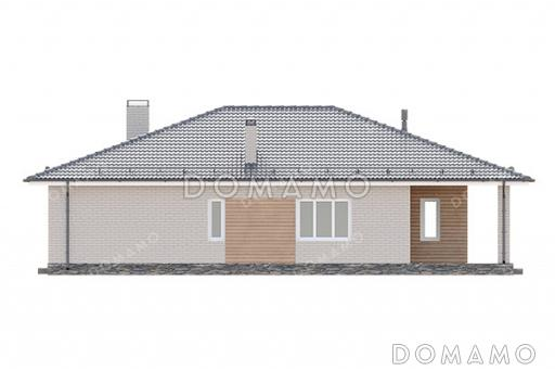 Проект одноэтажного дома со свободной планировкой дневной зоны, тремя спальнями и большой террасой / Фасад 4