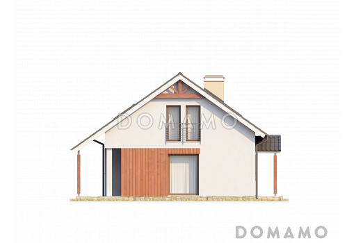 Проект уютного мансардного дома из газобетона с тремя спальнями и кабинетом / Фасад 3