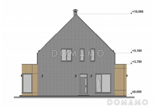 Проект современного двухэтажного дома с террасой в стиле БарнХаус S-219 / Фасад 4