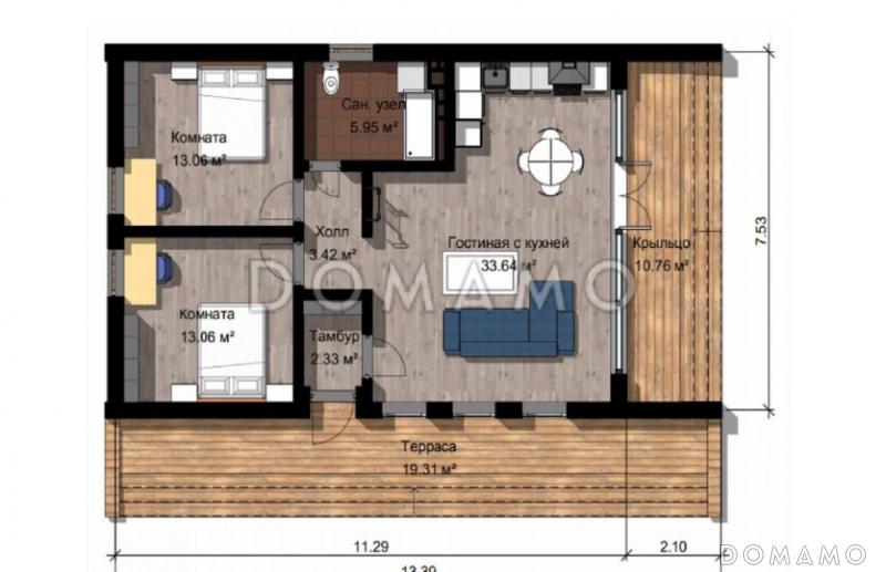 Каркасный дом "Тони" / План 1 этажа