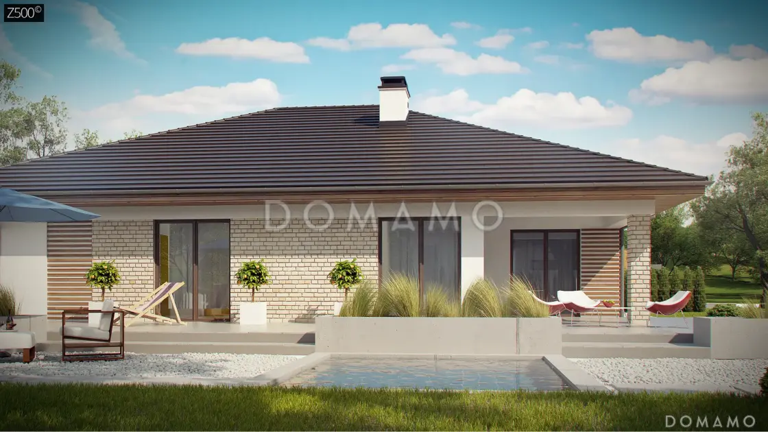 Проект одноэтажного дома из газобетона с гаражом на 2 автомобиля и подвалом / 2