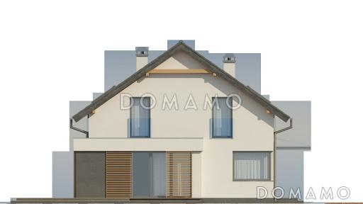 Проект компактного одноэтажного мансардного дома из кирпича с просторной светлой гостиной / Фасад 4