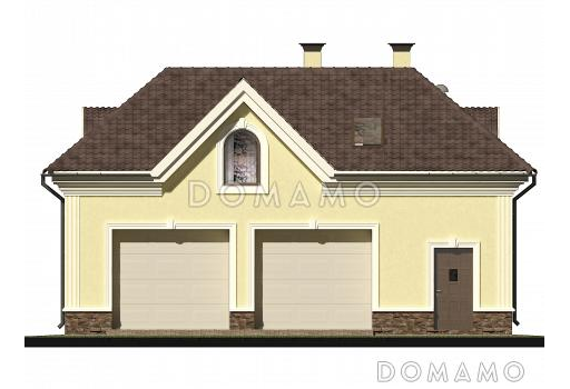 Проект гаража на 2 машины с мансардой / Фасад 1