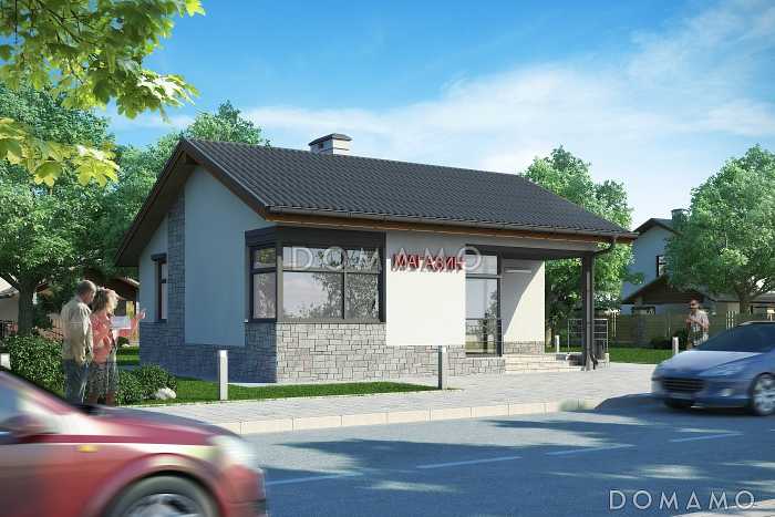 Проект магазина с торговым залом, кабинетом для персонала, вспомогательным помещением