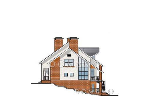 Проект комфортабельного дома с цокольным этажом, просторной террасой, гаражом для одной машины / Фасад 1