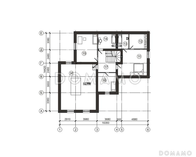 Проект дома для большой семьи с детьми / План мансардного этажа