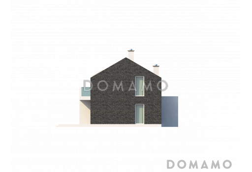 Проект современного двухэтажного дома из газобетона, с тремя спальнями, гаражом и террасой над ним / Фасад 3