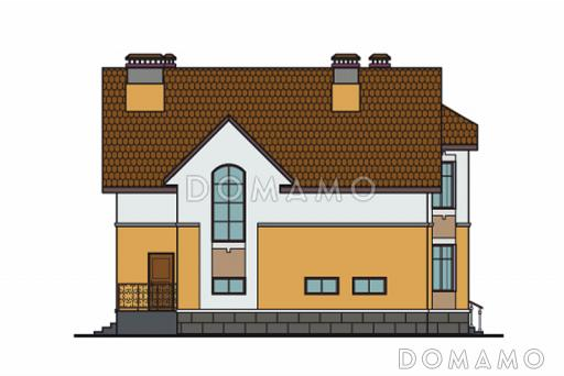 Проект кирпичного дома с большими, выразительными эркерами / Фасад 4