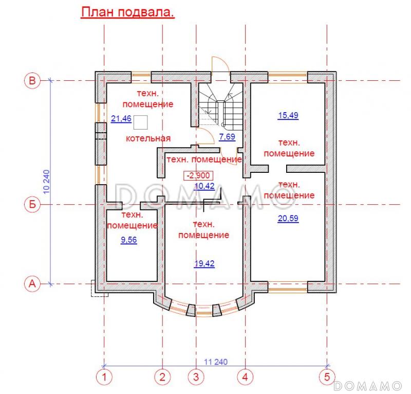 Проект дома с предусмотренной котельной на цокольном этаже / План цокольного этажа