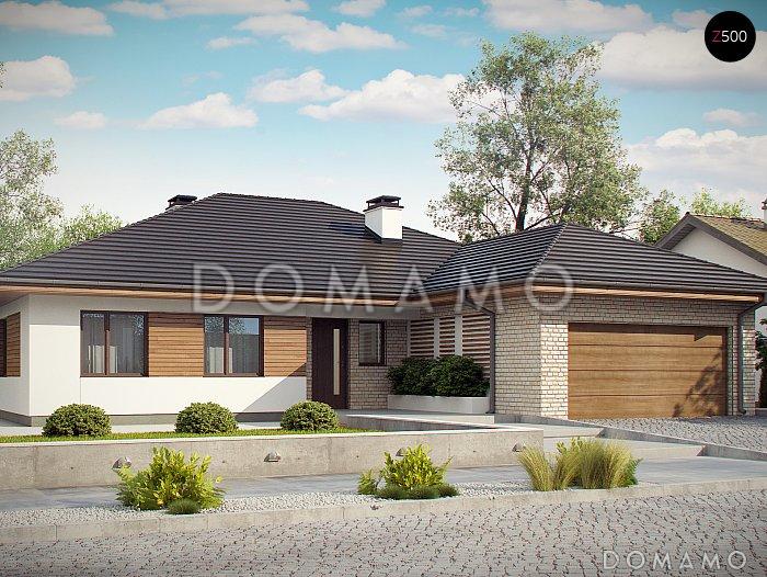 Проект одноэтажного дома с гаражом на две машины, мастер-спальней, кладовой на кухне, террасой / 6