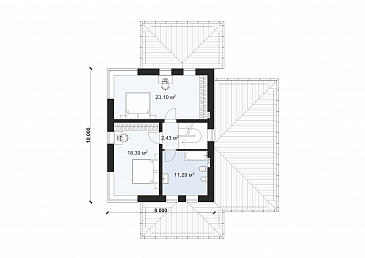 Проект эффективного двухэтажного дома с навесом для авто S-121 / План 2 этажа