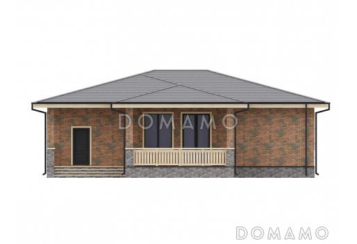 Проект дома из газобетона с кирпичной отделкой / Фасад 1