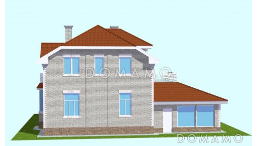 Проект просторного двухэтажного коттеджа с гаражом / Фасад 3