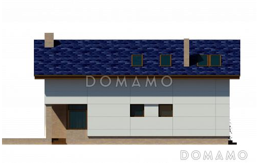 Проект загородного дома с открытой террасой, небольшой кухонной зоной, вторым светом, балконом и лоджией / Фасад 4