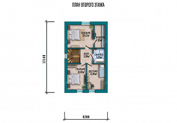 Проект одноэтажного дома с мансардой и террасой / План мансардного этажа Проект одноэтажного дома с мансардой и террасой / План мансардного этажа