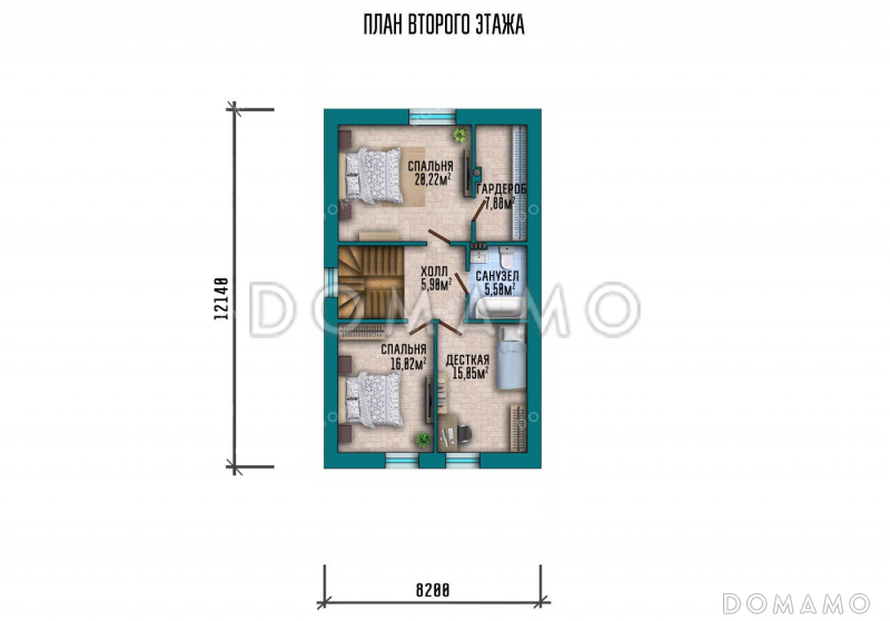 Проект одноэтажного дома с мансардой и террасой / План мансардного этажа