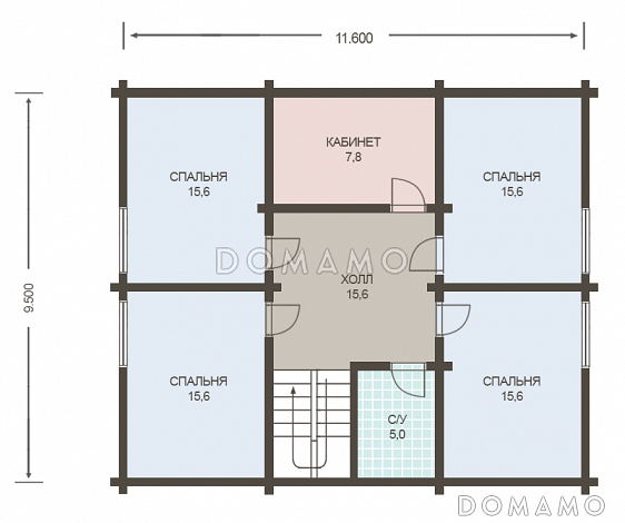 Проект дома из клееного бруса с просторной сауной и спальней на первом этаже / План мансардного этажа Проект дома из клееного бруса с просторной сауной и спальней на первом этаже / План мансардного этажа