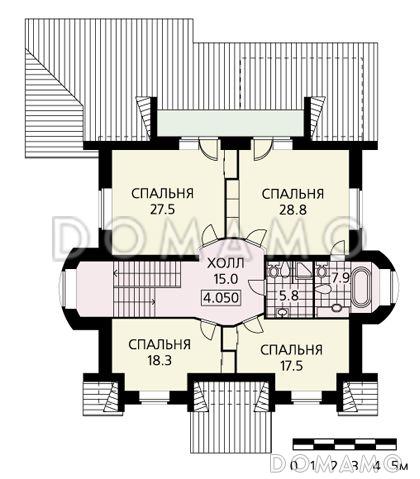 Проект вместительного дома с четырьмя спальнями и гостиной с выходом на террасу / План мансардного этажа