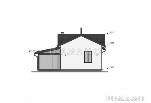 Проект современной бани с просторной гостиной и большой террасой S-93 / Фасад 3